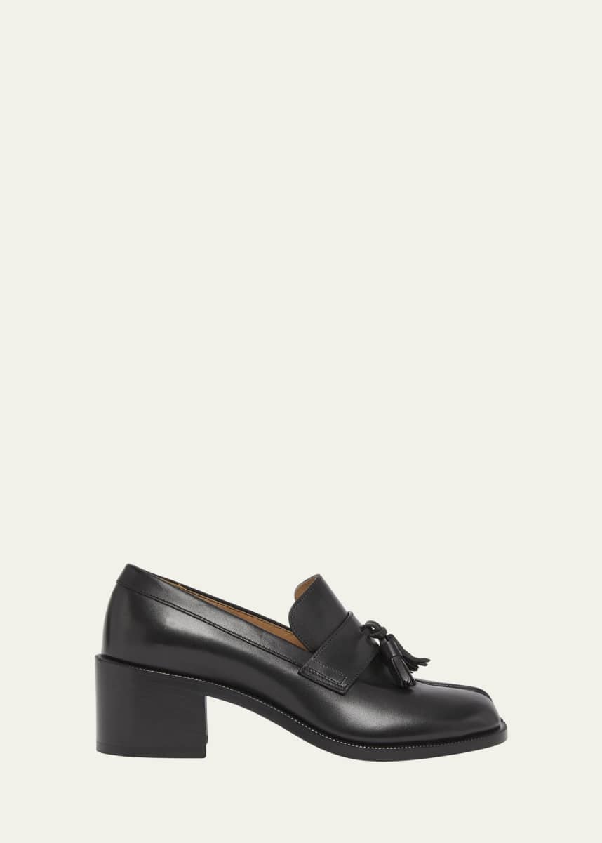 Maison Margiela Tabi-Toe Leather Tassel Block-Heel Loafers