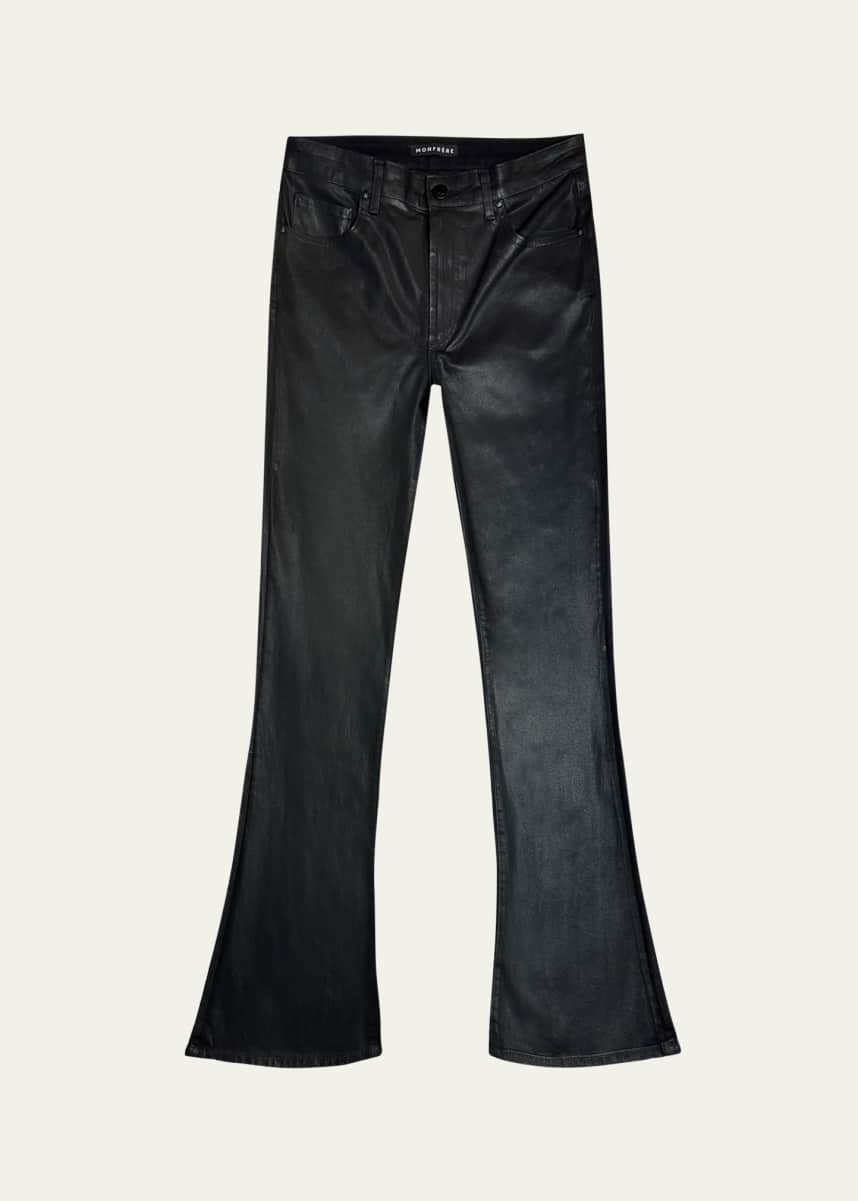 monfrere Men's Clint Coated Denim Flare Jeans