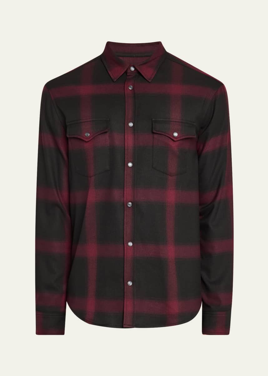 monfrere Men's Eastwood Plaid Two-Pocket Western Shirt