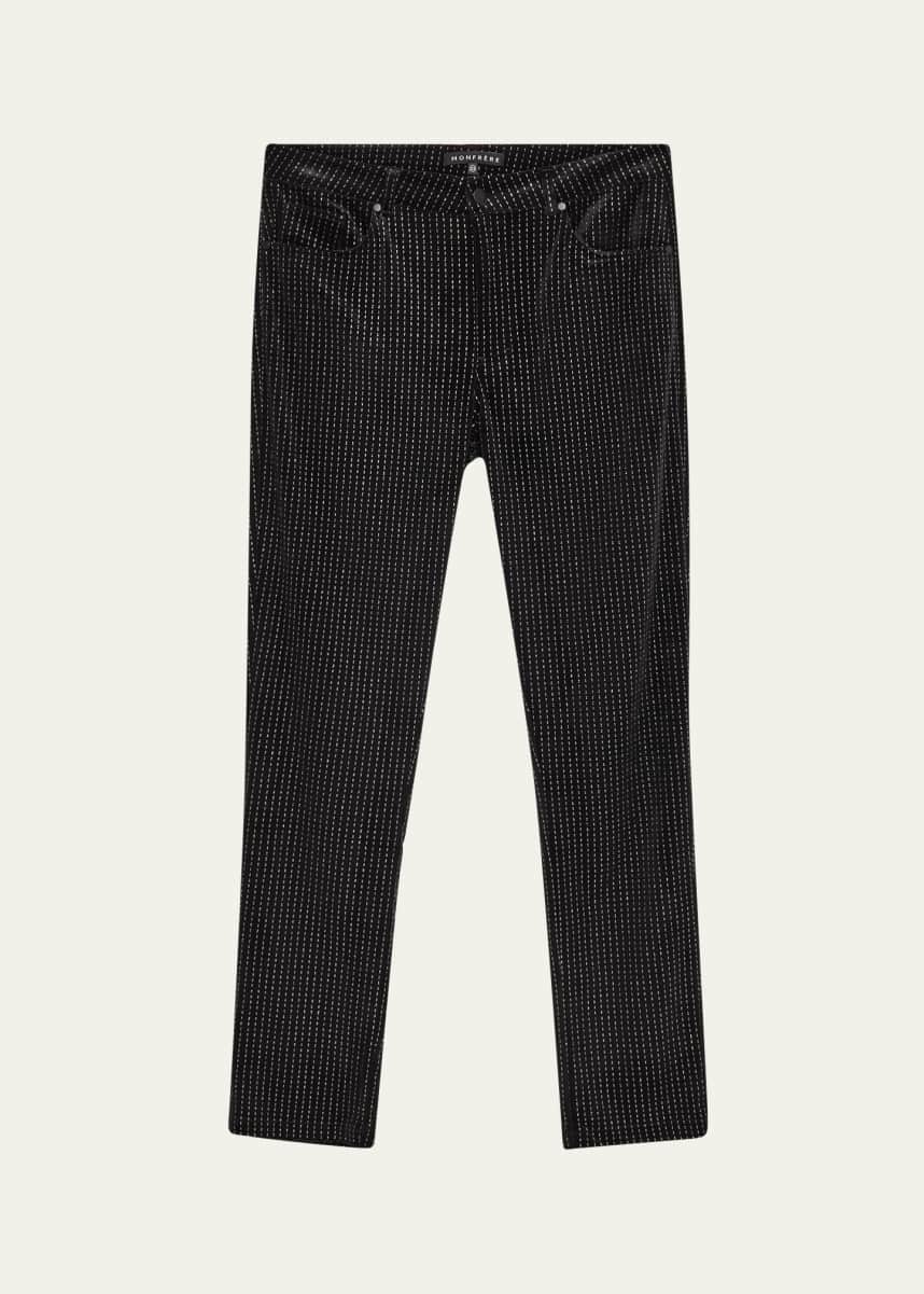monfrere Men's Brando Black and Silver Denim Skinny Jeans