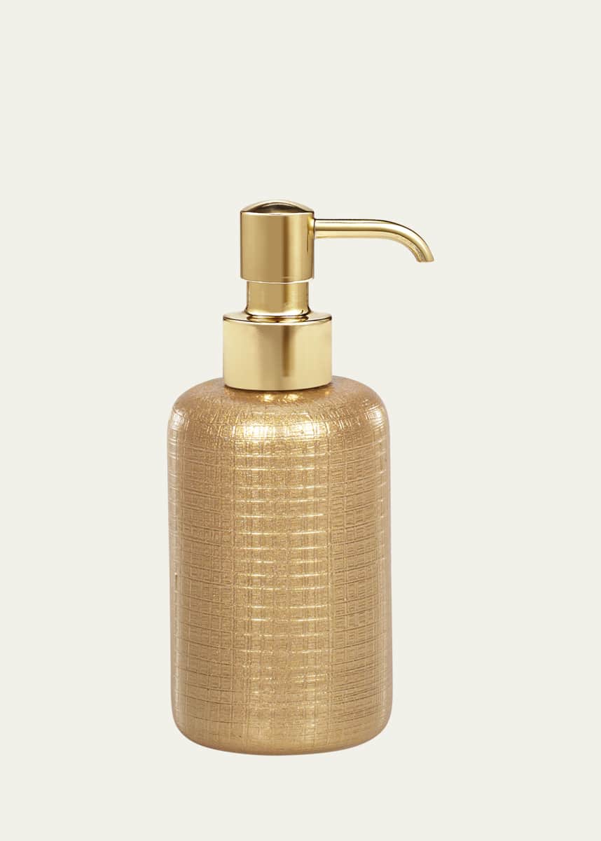 Labrazel Cambric Glass Soap Dispenser, Gold Enamel