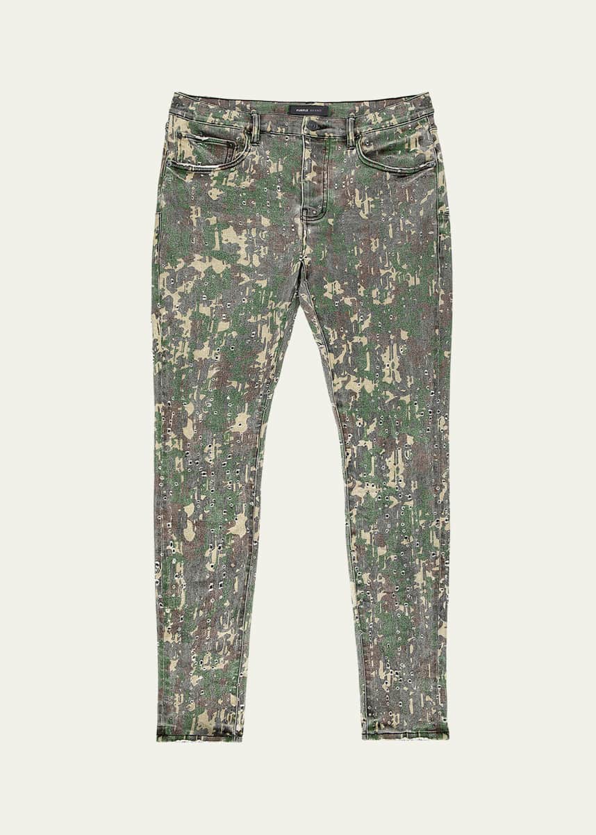 PURPLE Men's Camo Buckshot Skinny Jeans