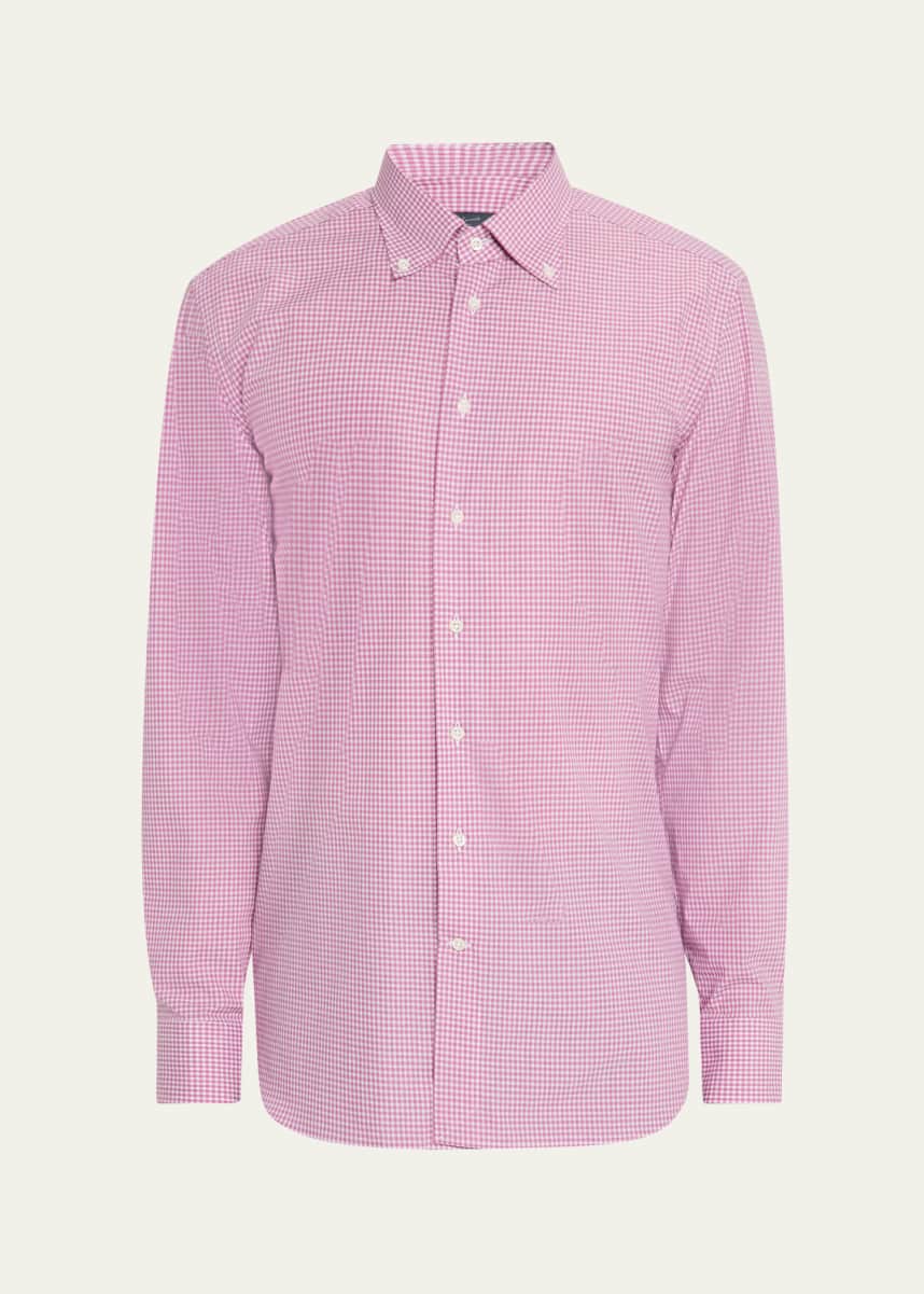 Emanuele Maffeis Men's Cotton Micro-Gingham Sport Shirt