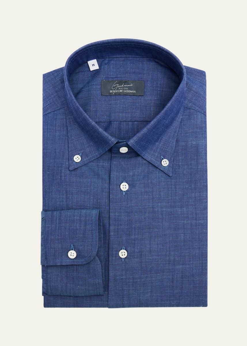Bergdorf Goodman Men's Cotton Button-Collar Sport Shirt