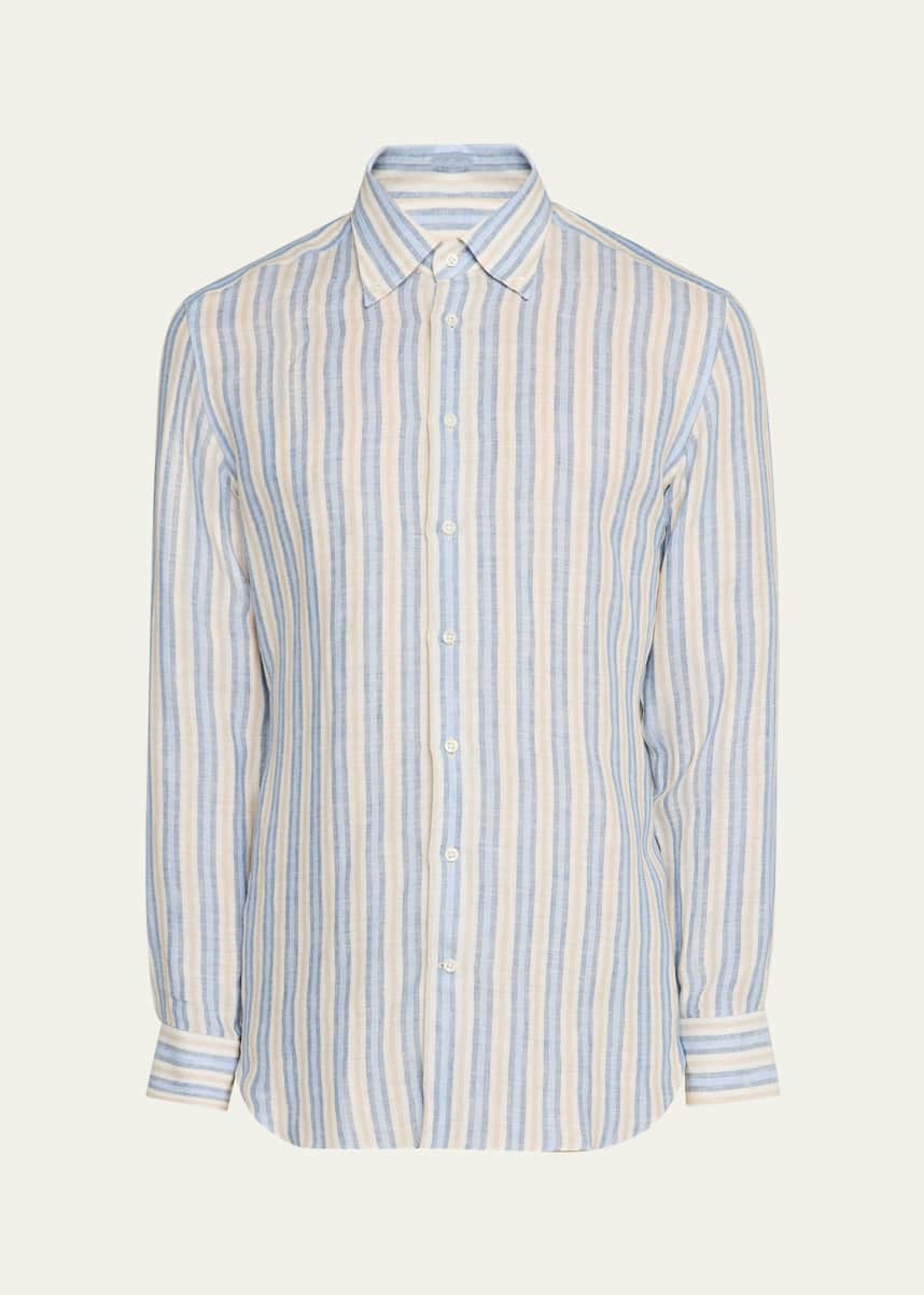 Emanuele Maffeis Men's Cotton Multi-Stripe Sport Shirt