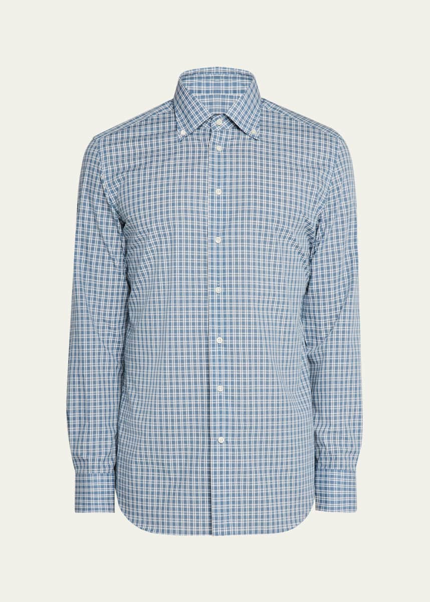 Bergdorf Goodman Men's Button-Collar Check Sport Shirt