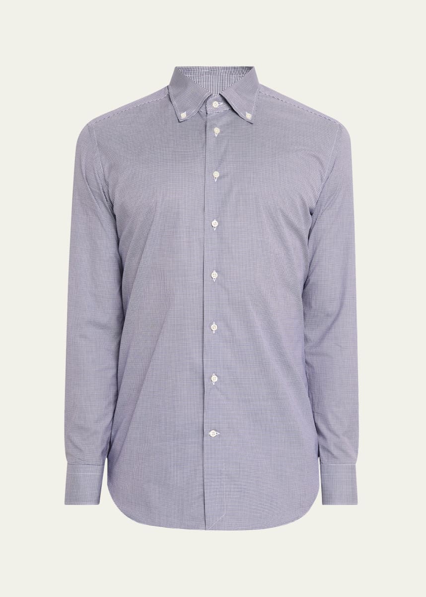 Bergdorf Goodman Men's Cotton Micro-Check Sport Shirt