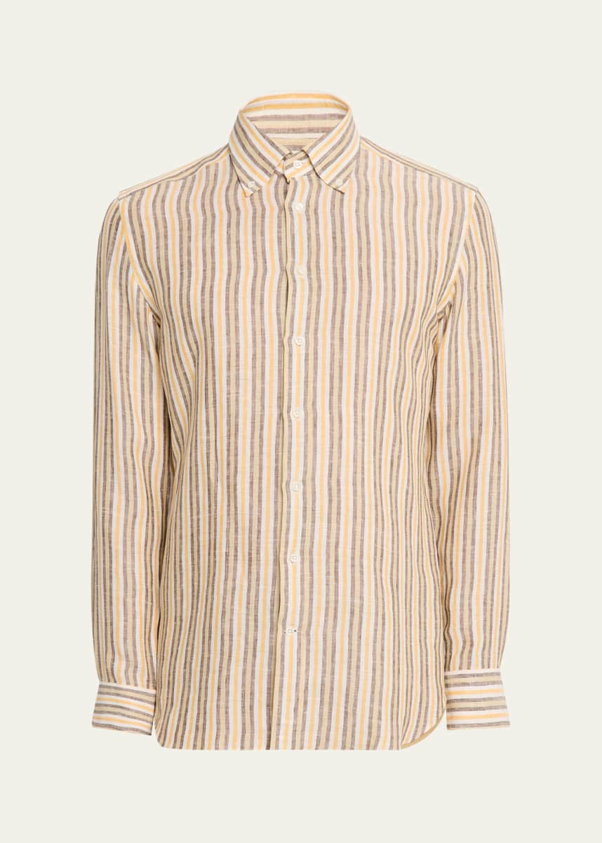 Emanuele Maffeis Men's Cotton Multi-Stripe Sport Shirt