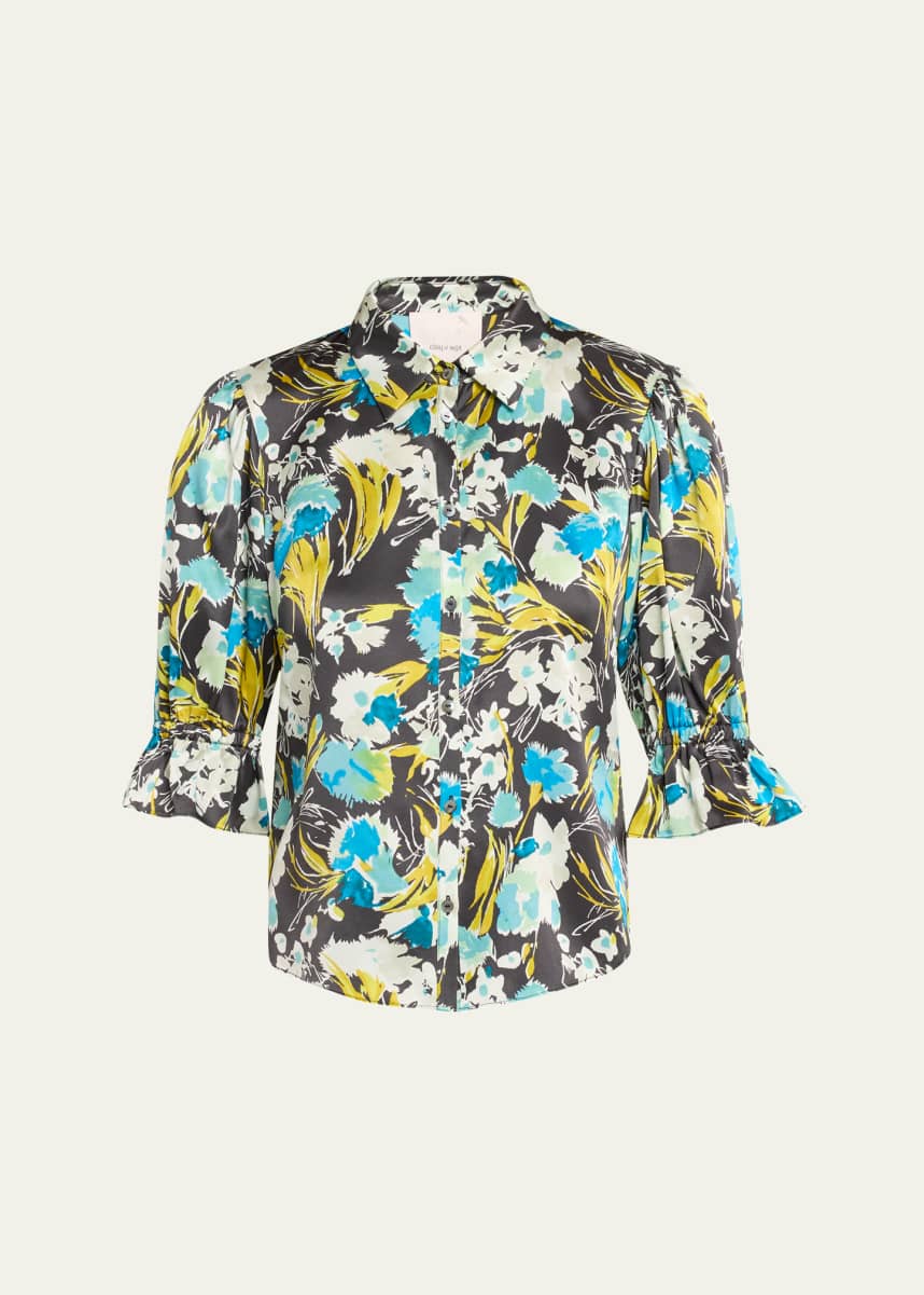 Cinq a Sept Fiona Floral Puff-Sleeve Top