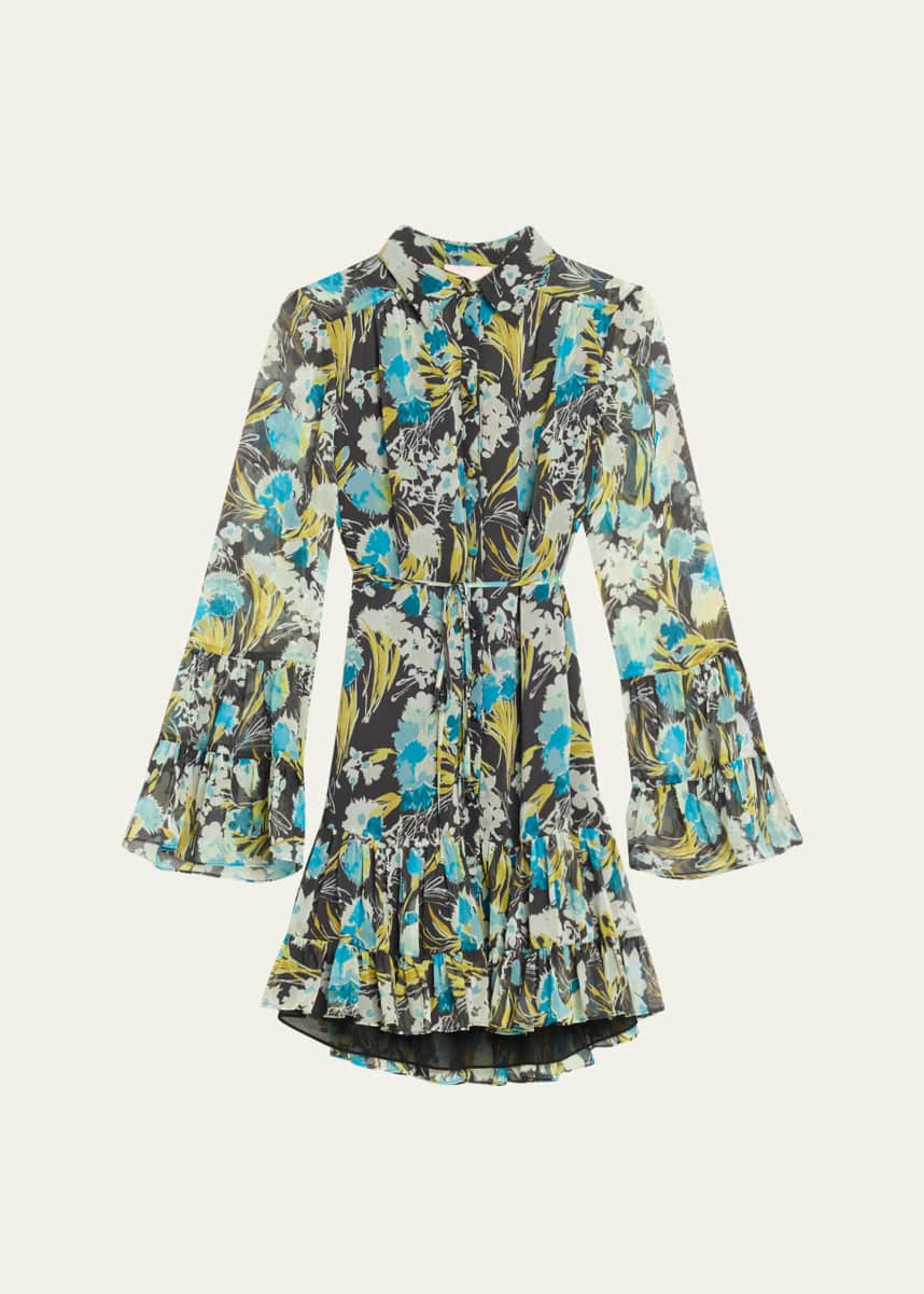 Cinq a Sept Lyra Floral Long-Sleeve Mini Dress