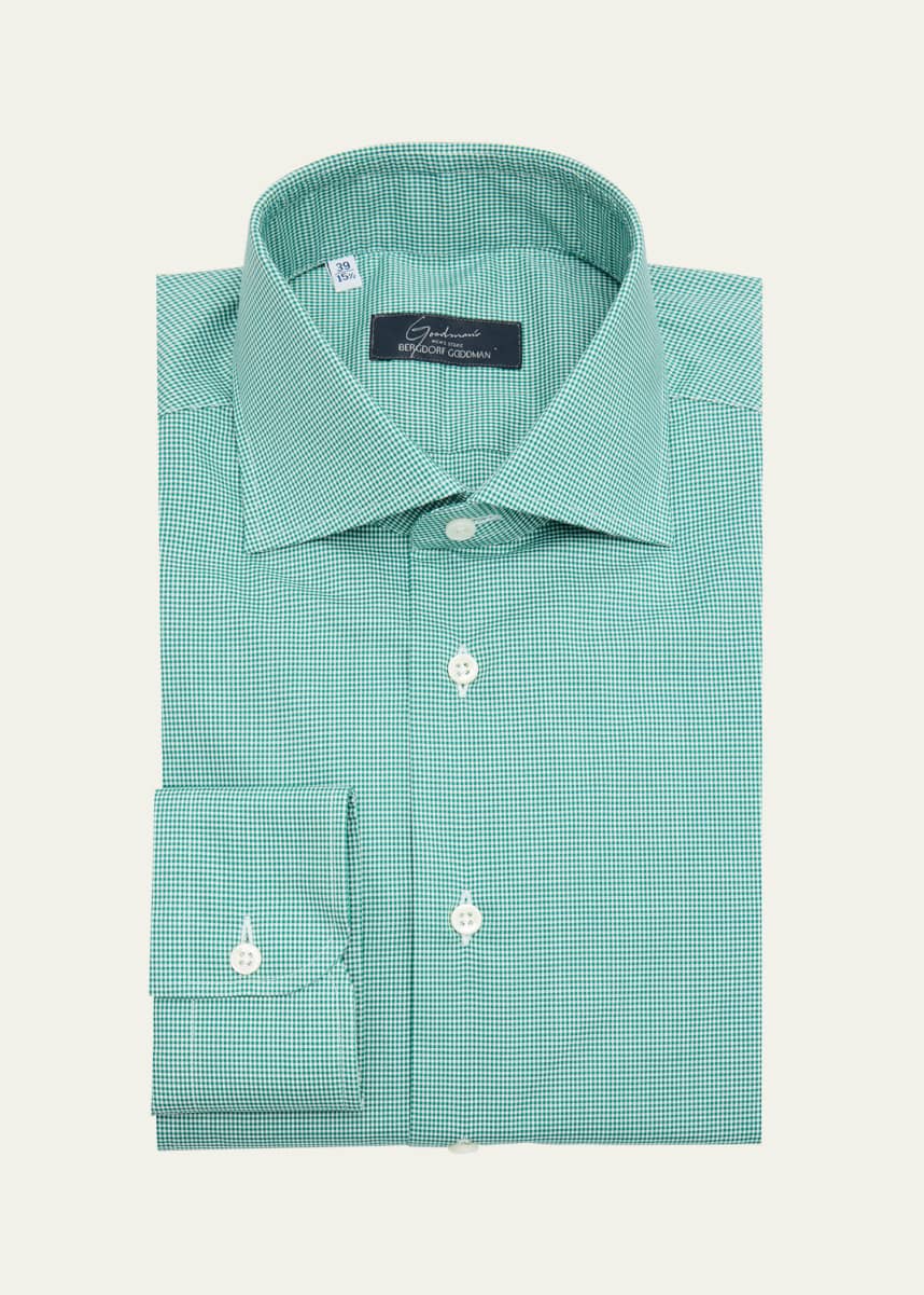 Bergdorf Goodman Men's Cotton Micro-Gingham Dress Shirt