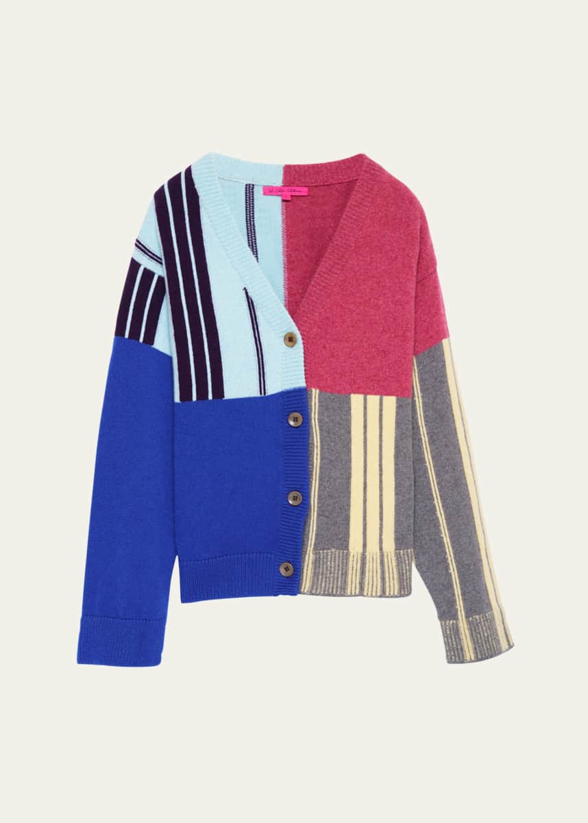 The Elder Statesman Border Stripe Cashmere Cardigan