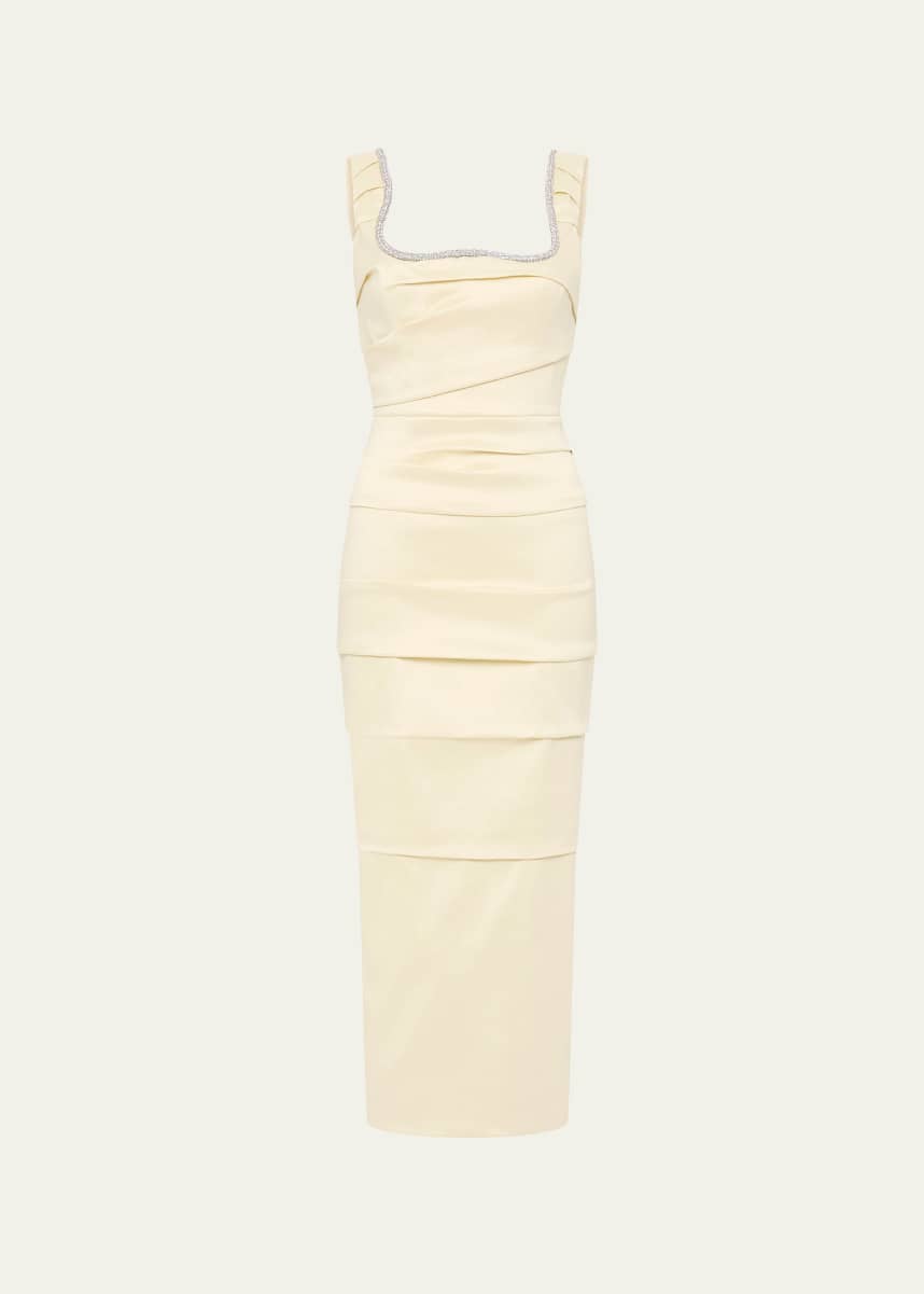 Rachel Gilbert Onyx Crystal Midi Dress