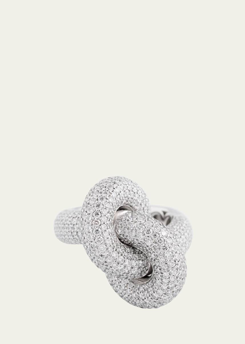 ENGELBERT 18K White Gold The Legacy Knot Pave Diamond Statement Ring, Big