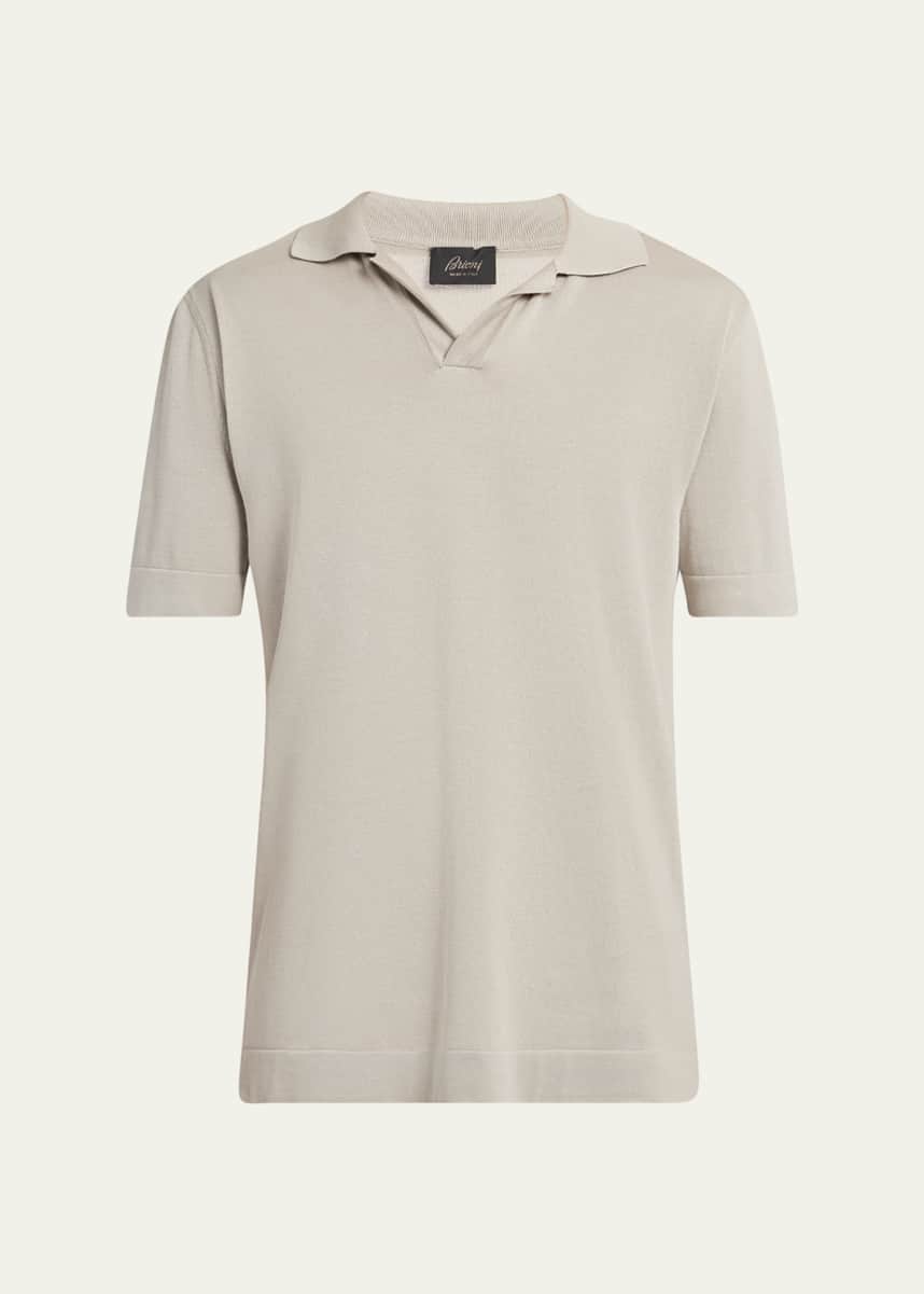 Brioni Men's Cotton and Silk Johnny Collar Polo Shirt