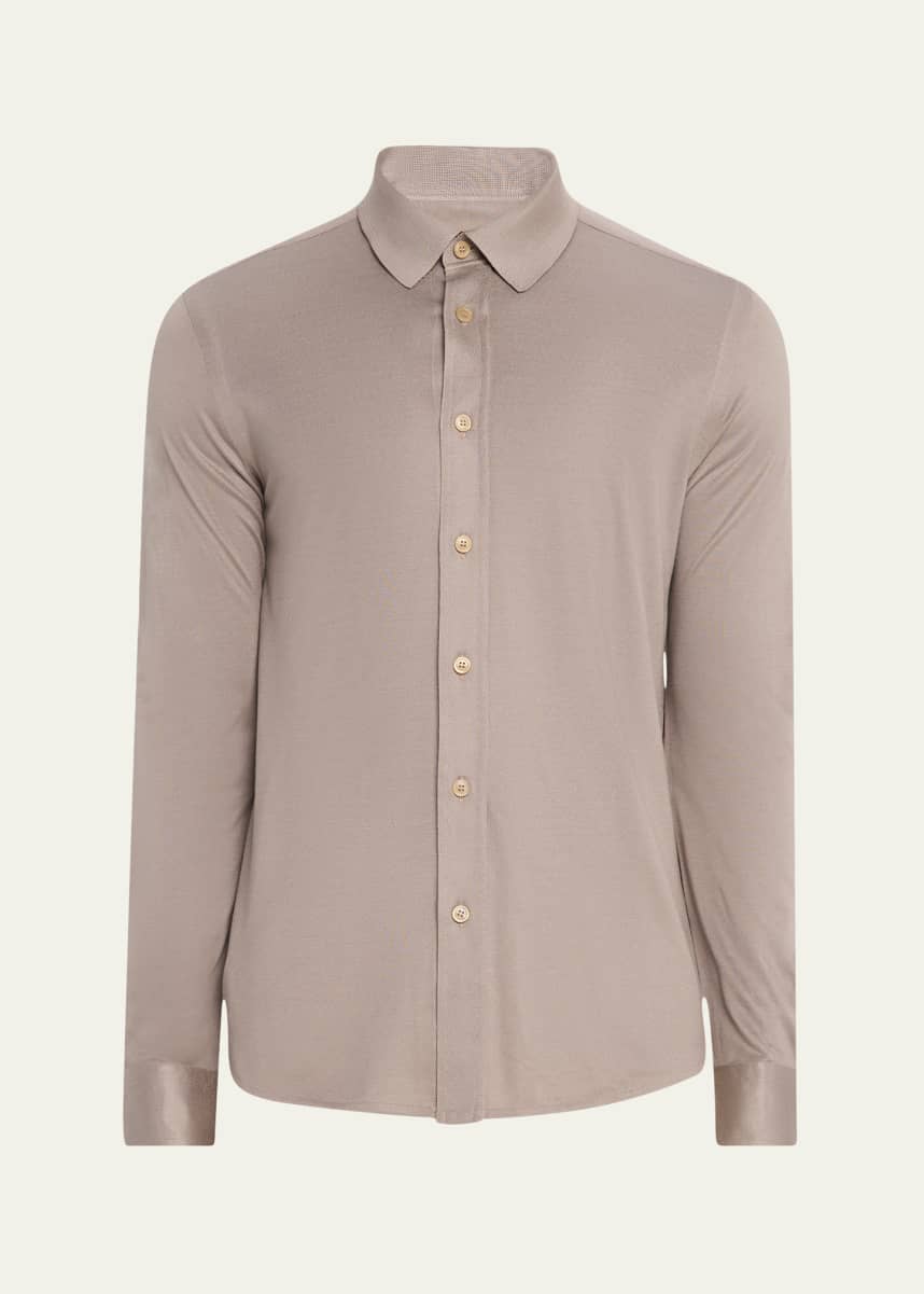 Brioni Men's Silk Pique Sport Shirt