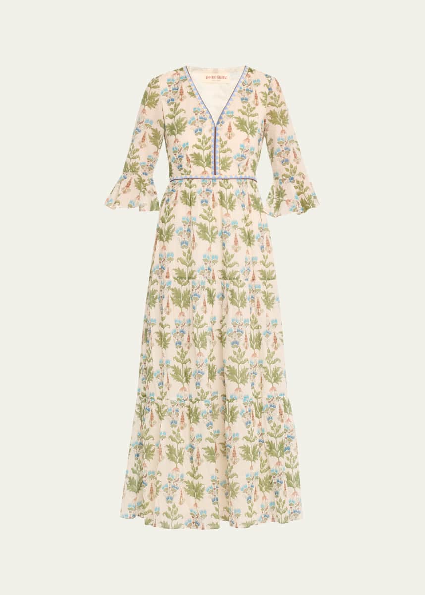 EMPORIO SIRENUSE Bella 2 Persian Botanic Print Bell Cuff Dress