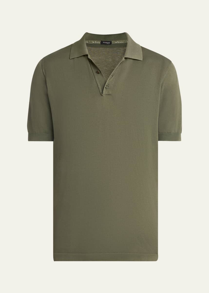 Kiton Men's Sea Island Cotton Knit Polo Shirt