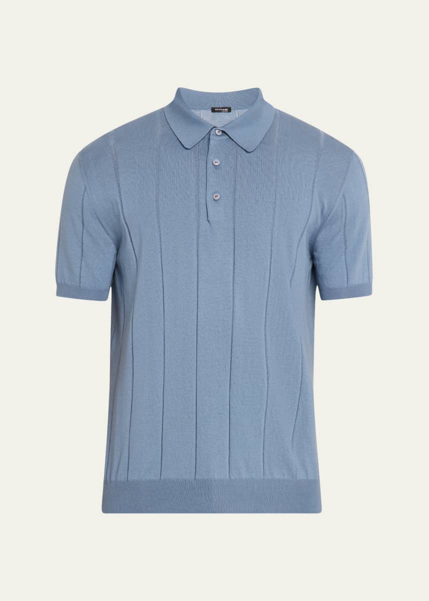 Kiton Men's Jacquard Stripe Polo Shirt