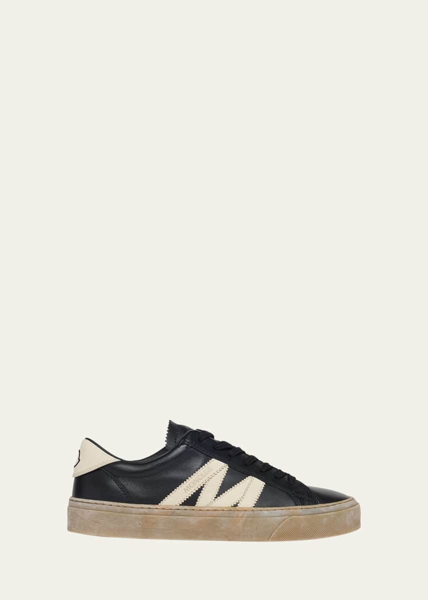 Moncler Men's Monaco2 Leather and Nubuck Low-Top Sneakers