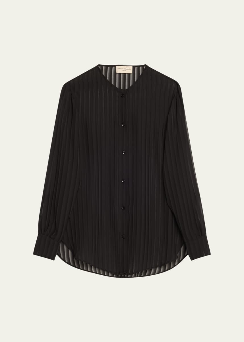 Officine Generale Hermy Sheer Button-Front Top