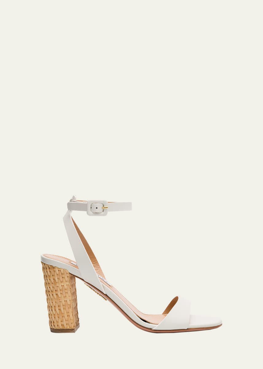 Aquazzura Sunseeker Leather Ankle-Strap Sandals