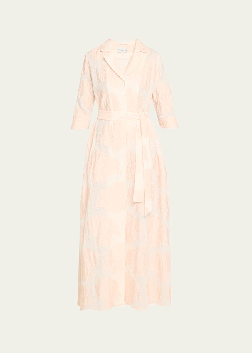 Evi Grintela Molly Applique Seersucker Maxi Shirtdress