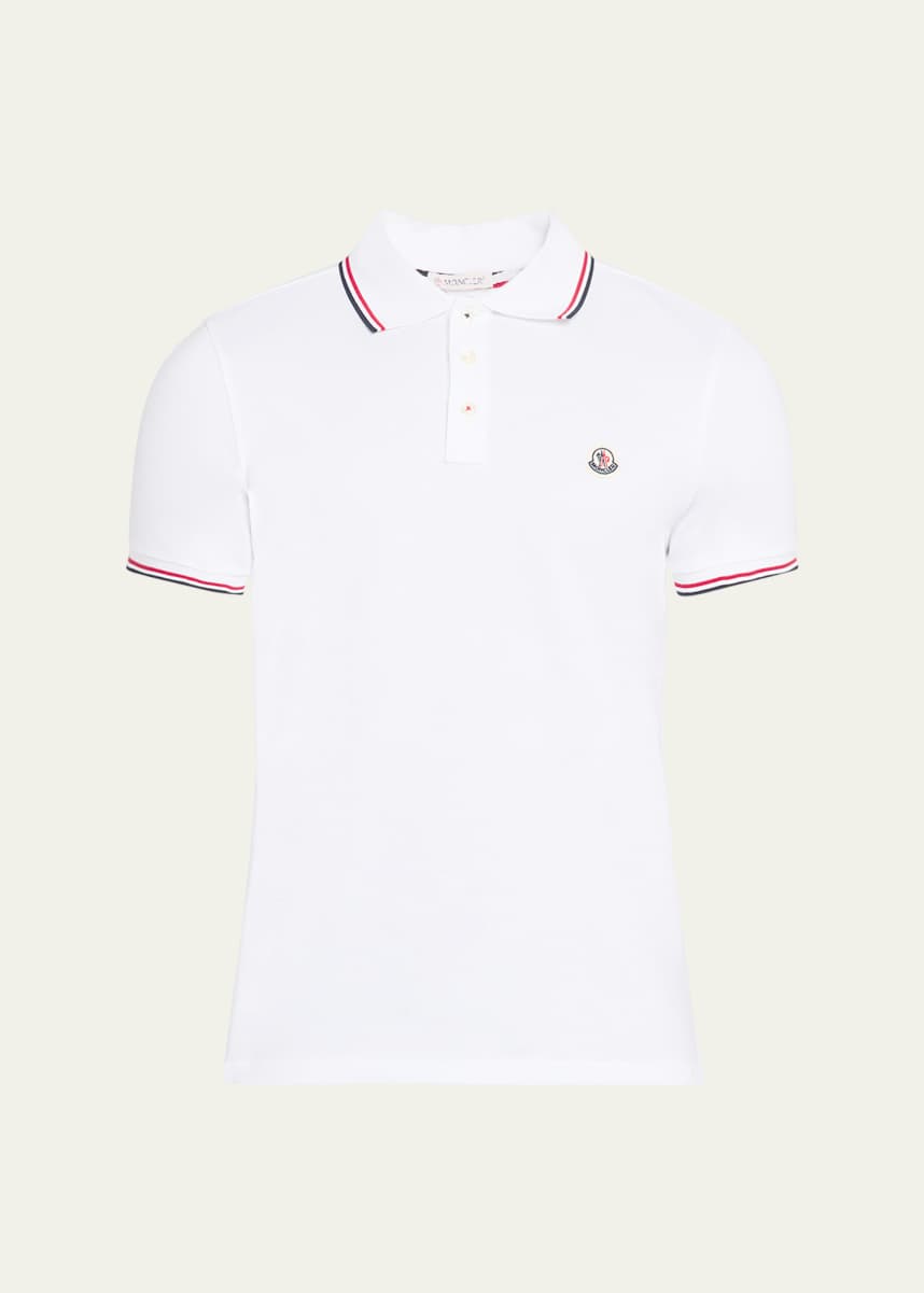Moncler Men's Striped-Trim Polo Shirt
