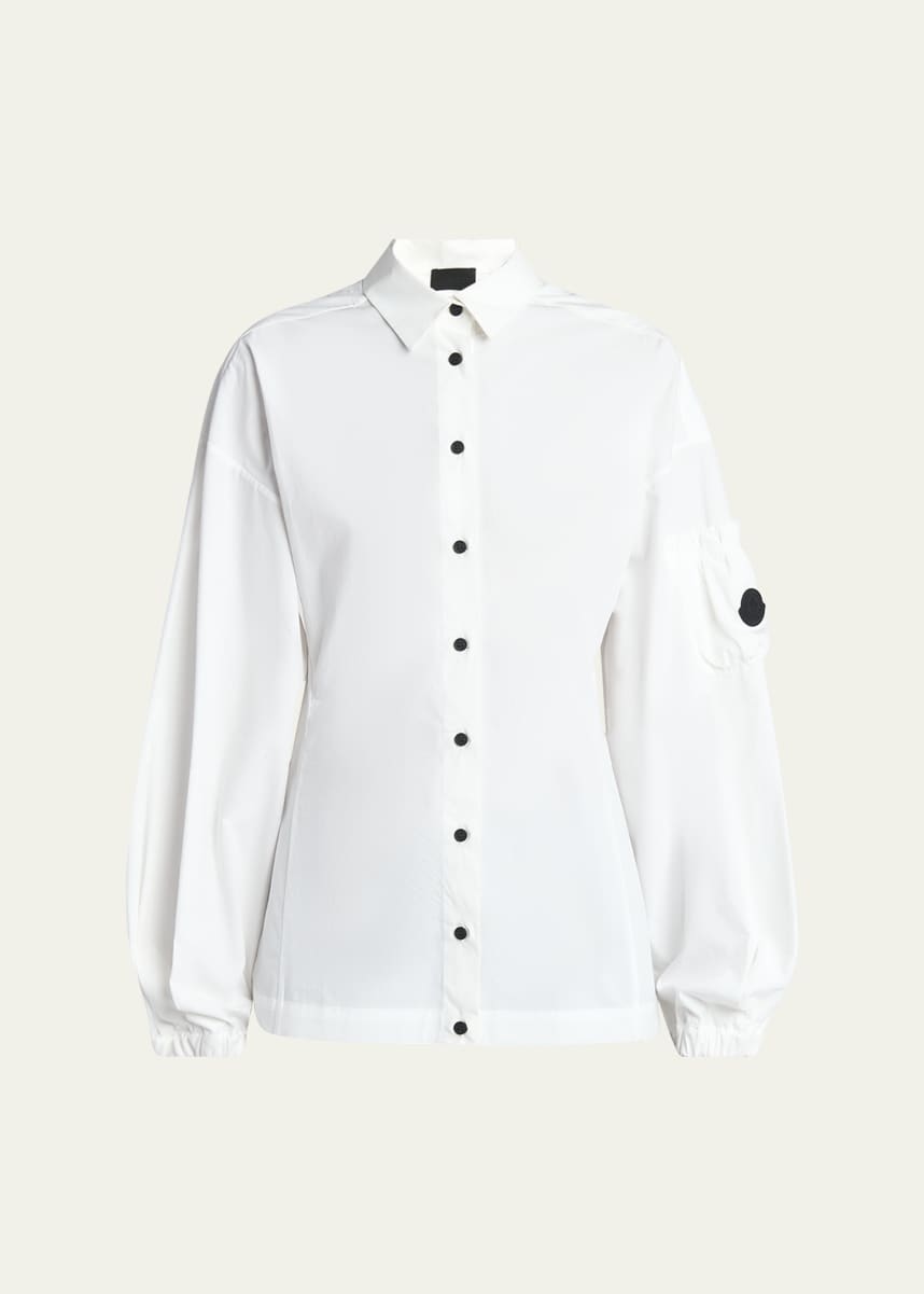 Moncler Fitted Long-Sleeve Button-Front Shirt