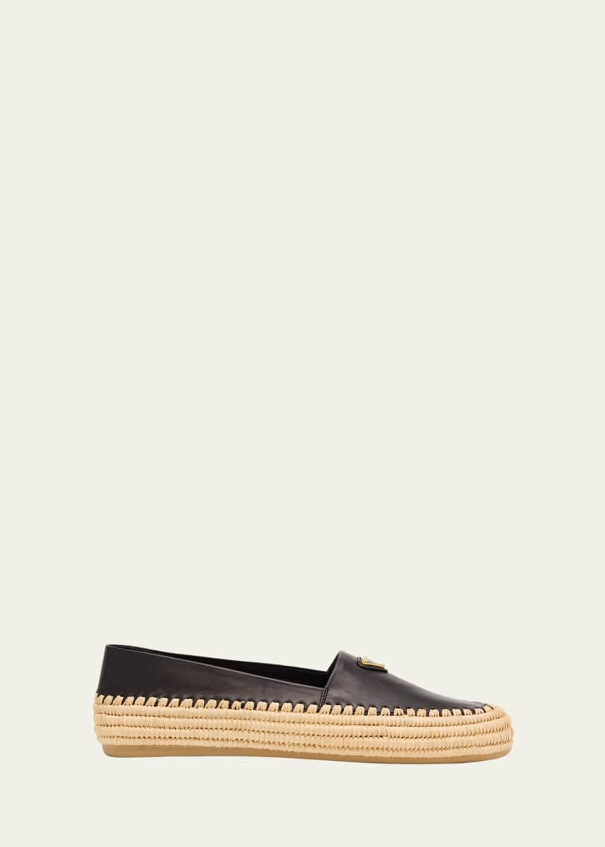 Prada Nappa Leather Triangle Logo Espadrilles