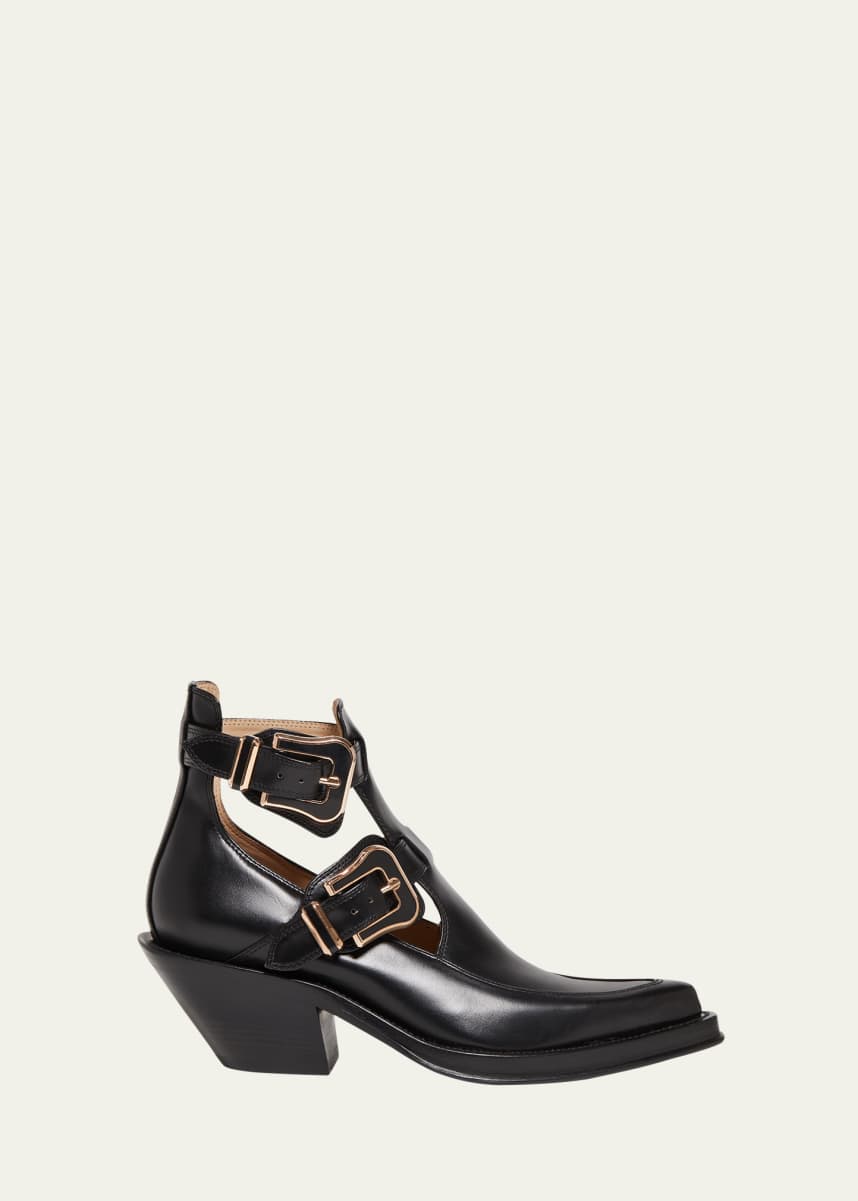 Gabriela Hearst Leather Buckle Cutout Ankle Booties
