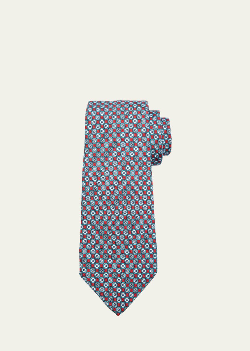 Kiton Men's Repeat Floral 7-Fold Silk Tie