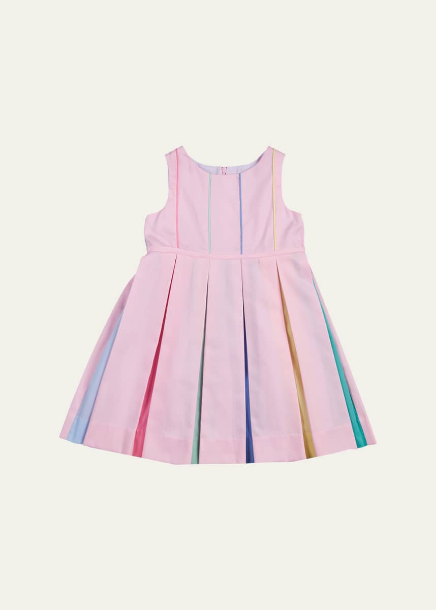 Florence Eiseman Girl's Multicolor Pleated Sleeveless Pique Dress, Size 2-6