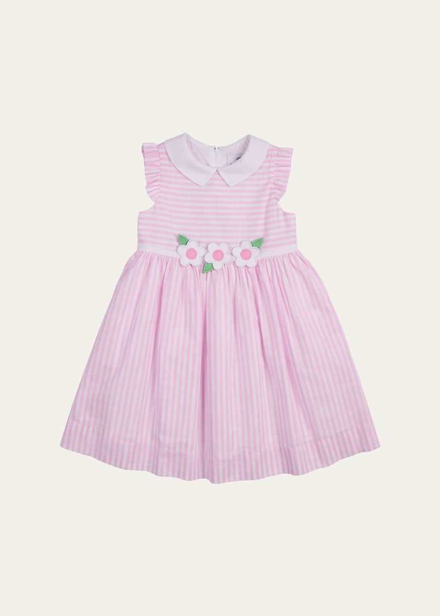 Florence Eiseman Girl's Cotton Stripe Floral Embroidered Dress, Size 2-6