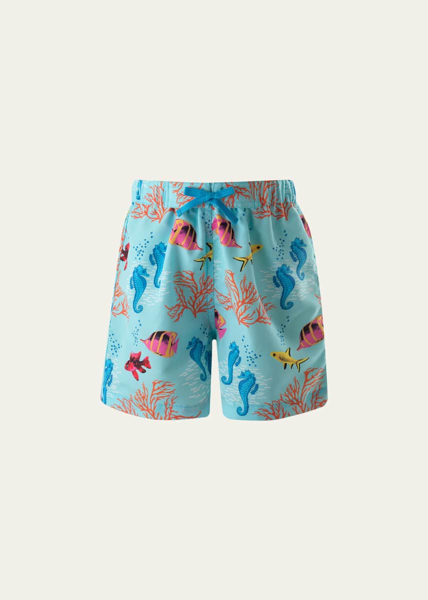 Rachel Riley Boy's Coral Reef Swim Trunks, Size 2-10
