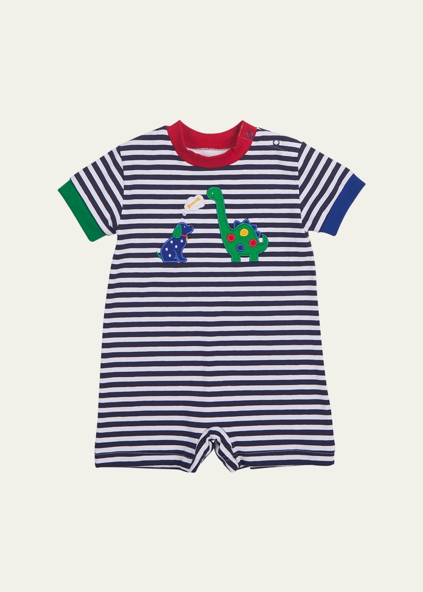 Florence Eiseman Boy's Dog and Dino Knit Shortalls, Size 3M-24M