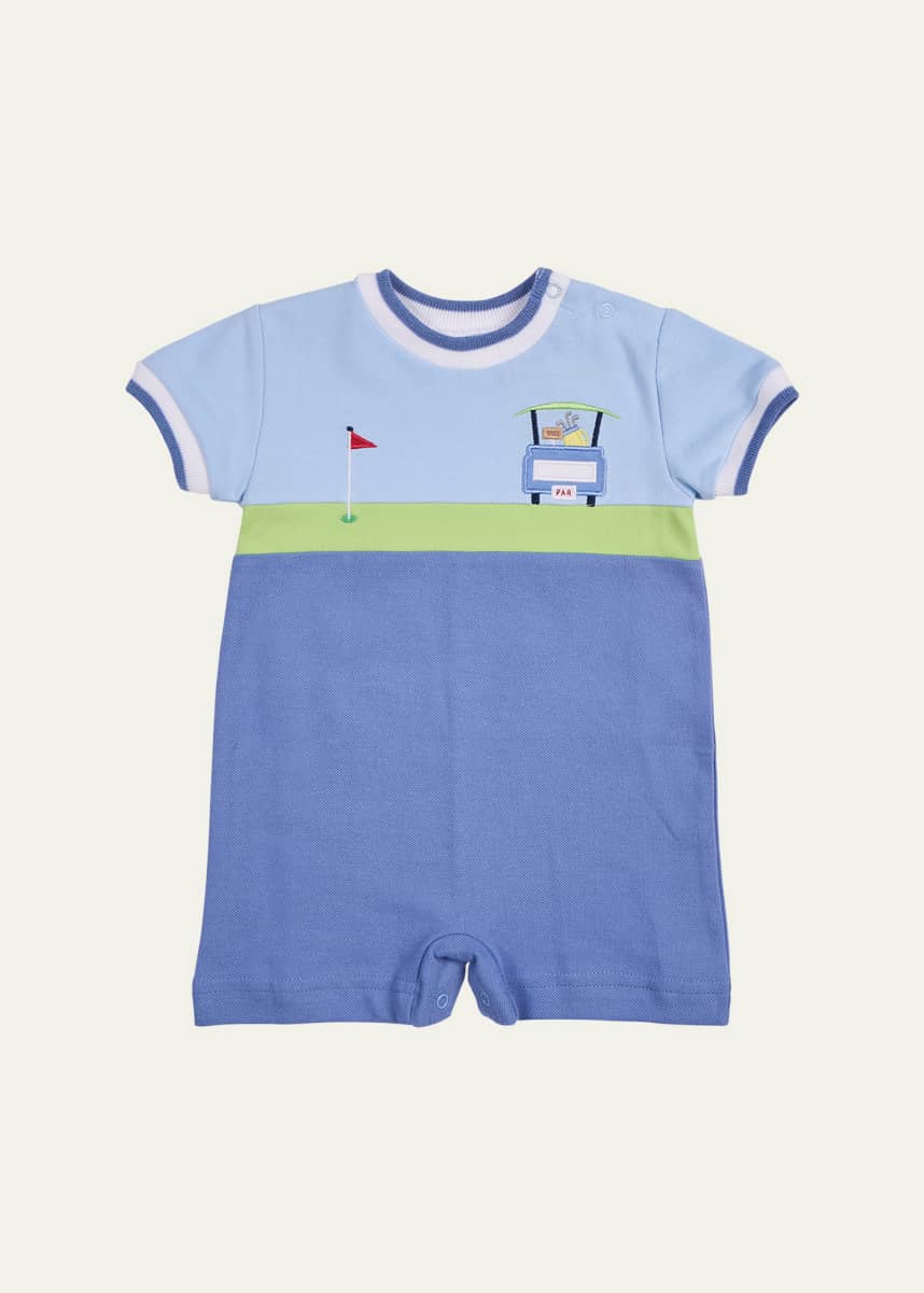 Florence Eiseman Boy's Golf Cart Applique Pique Knit Shortalls, Size 6M-24M