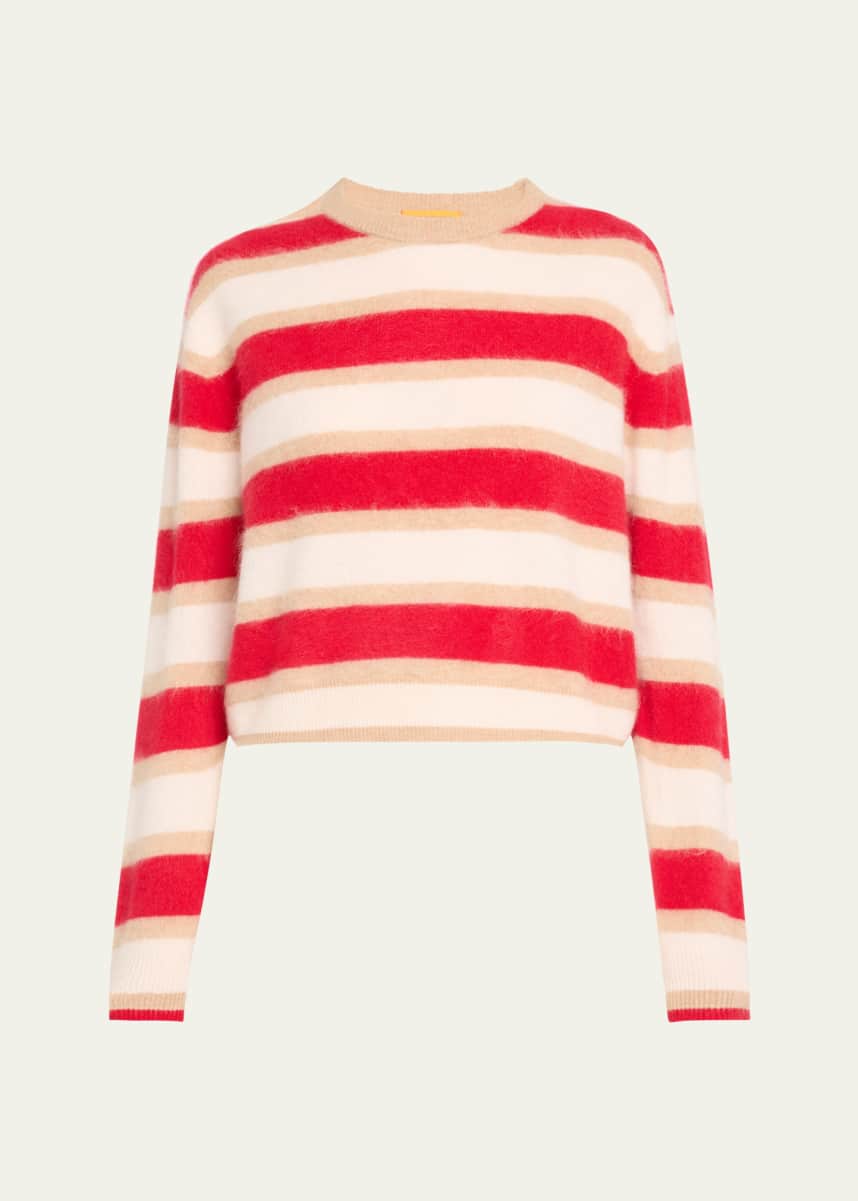 Guest in Residence Grizzly Cashmere Striped Crewneck Pullover