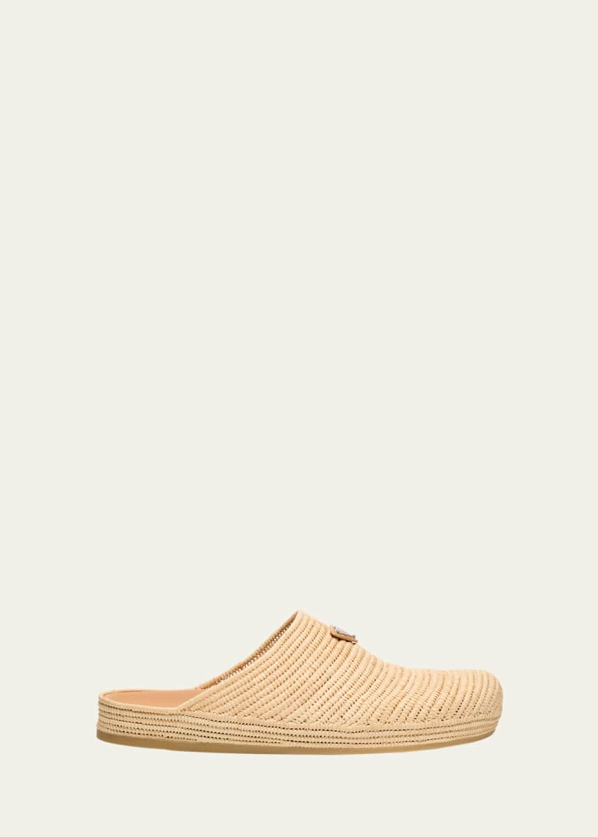 Prada Men's Crochet Raffia Mules