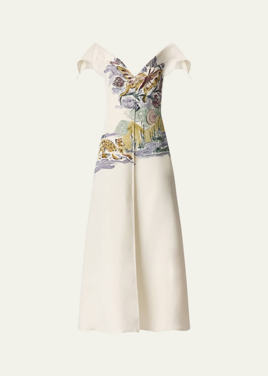 Altuzarra Jophee Drape Cap-Sleeve Maxi Dress