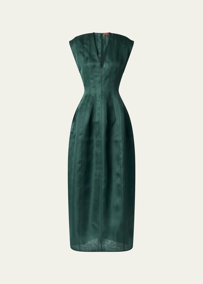 Altuzarra Bichette Paneled Cap-Sleeve Midi Dress