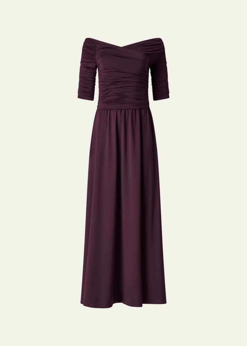 Altuzarra Char Off-Shoulder Ruched Long Dress