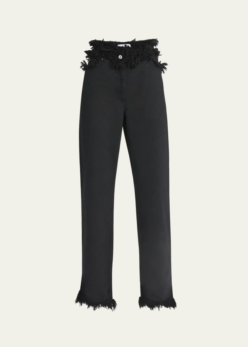 Ferragamo Frayed High-Rise Straight-Leg Pants