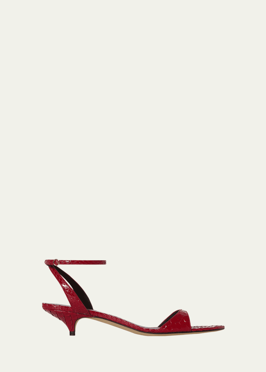 THE ROW Vika Snakeskin Ankle-Strap Sandals