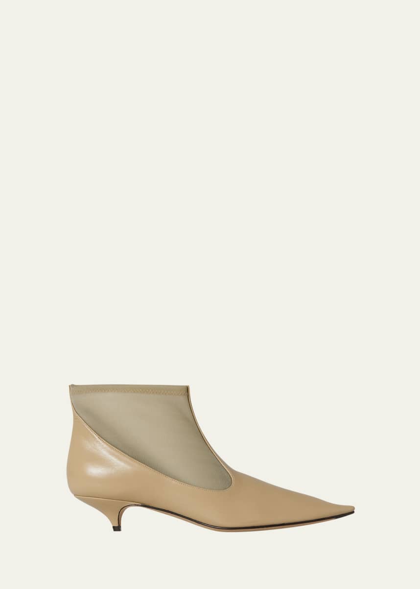 THE ROW Pointed Mesh Kitten-Heel Booties