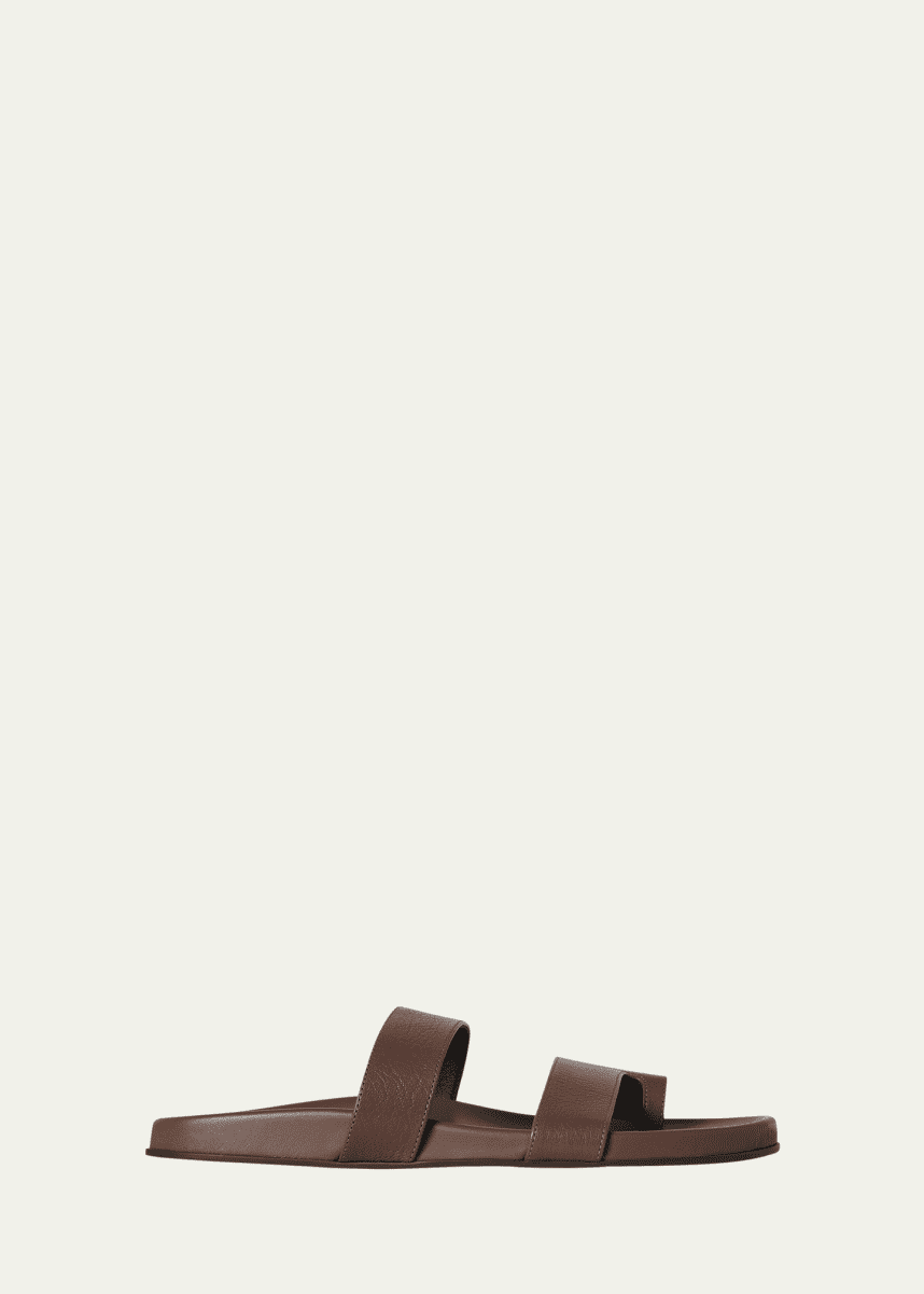 THE ROW Hugh Leather Toe-Ring Slide Sandals