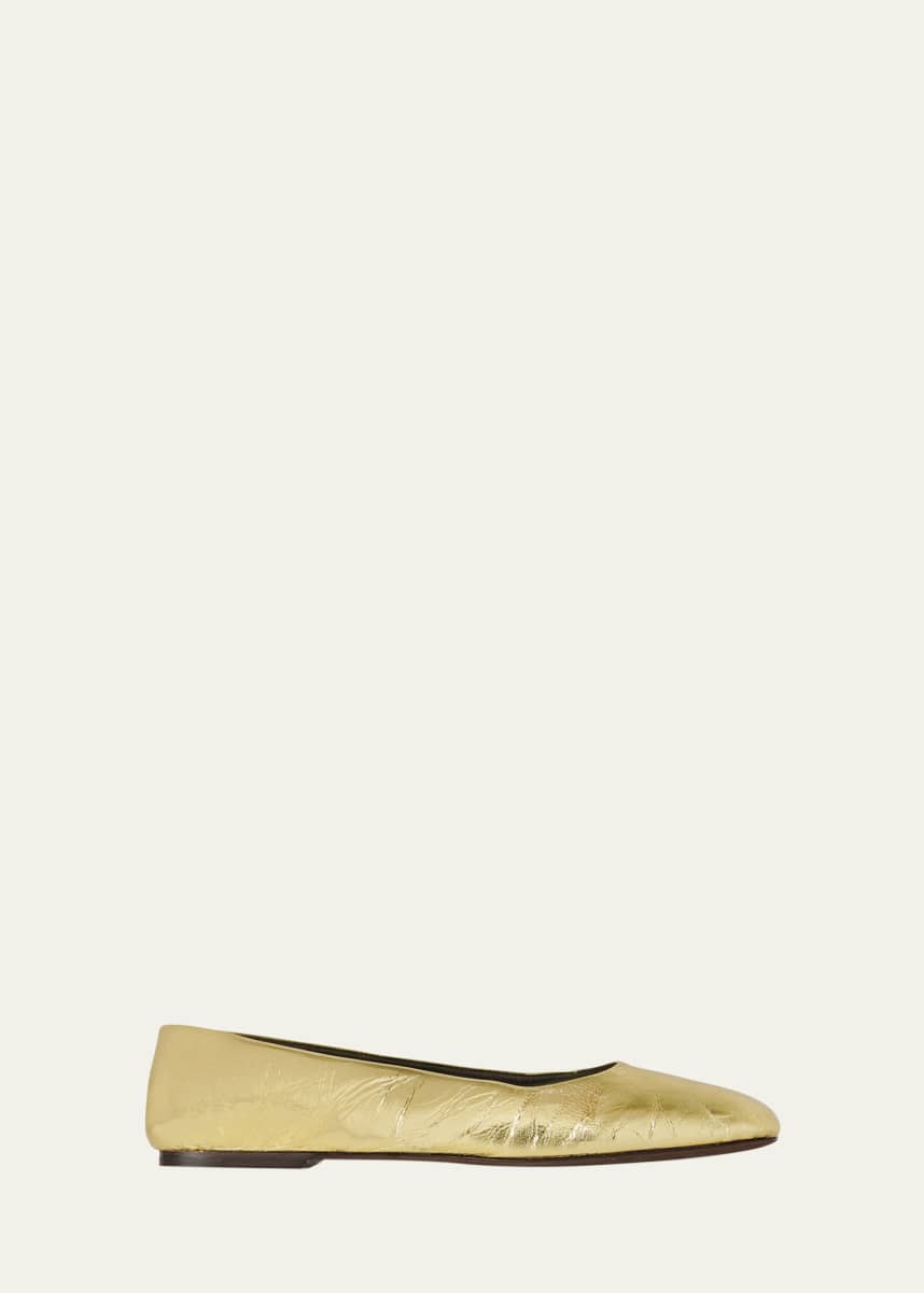 THE ROW Metallic Leather Ballerina Flats