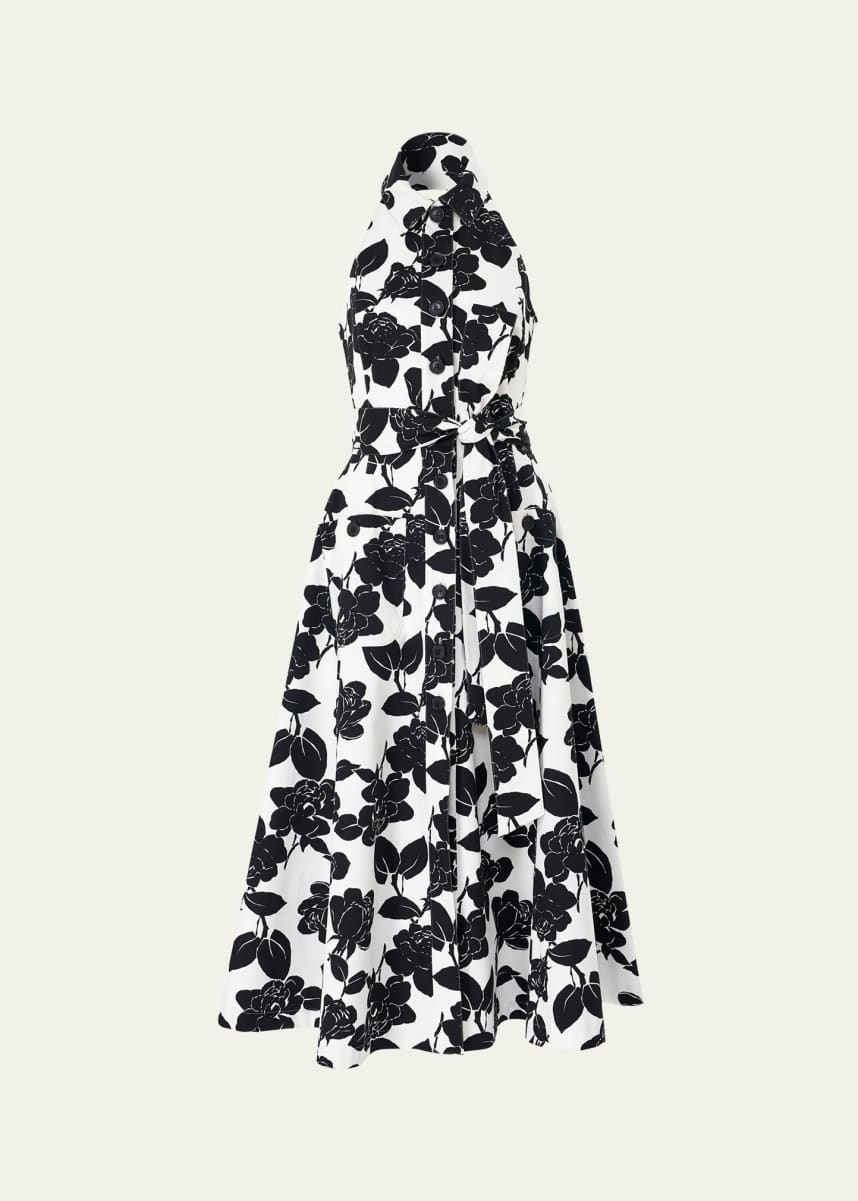 Carolina Herrera Collared Halter Button-Front Midi Dress
