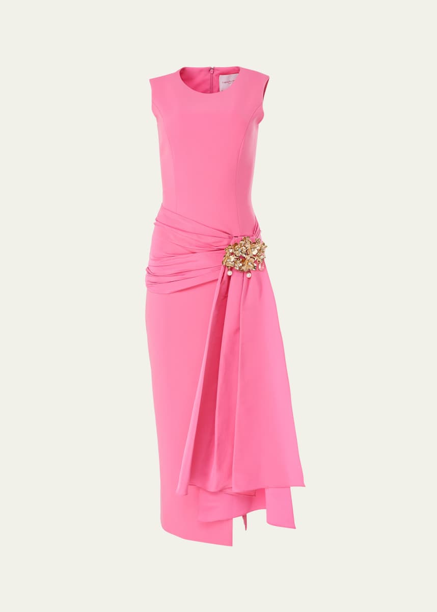 Carolina Herrera Sleeveless Hip-Sash Column Dress