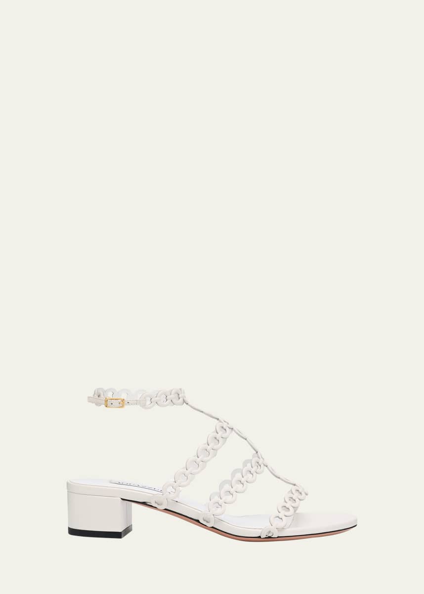 Aquazzura Infinity Leather Chain T-Strap Sandals
